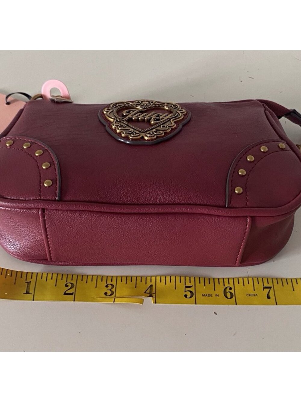 Juicy Couture In Her Juicy Era Convertible Wristlet Mini Bag Purse Cranberry NEW - Picture 9 of 12